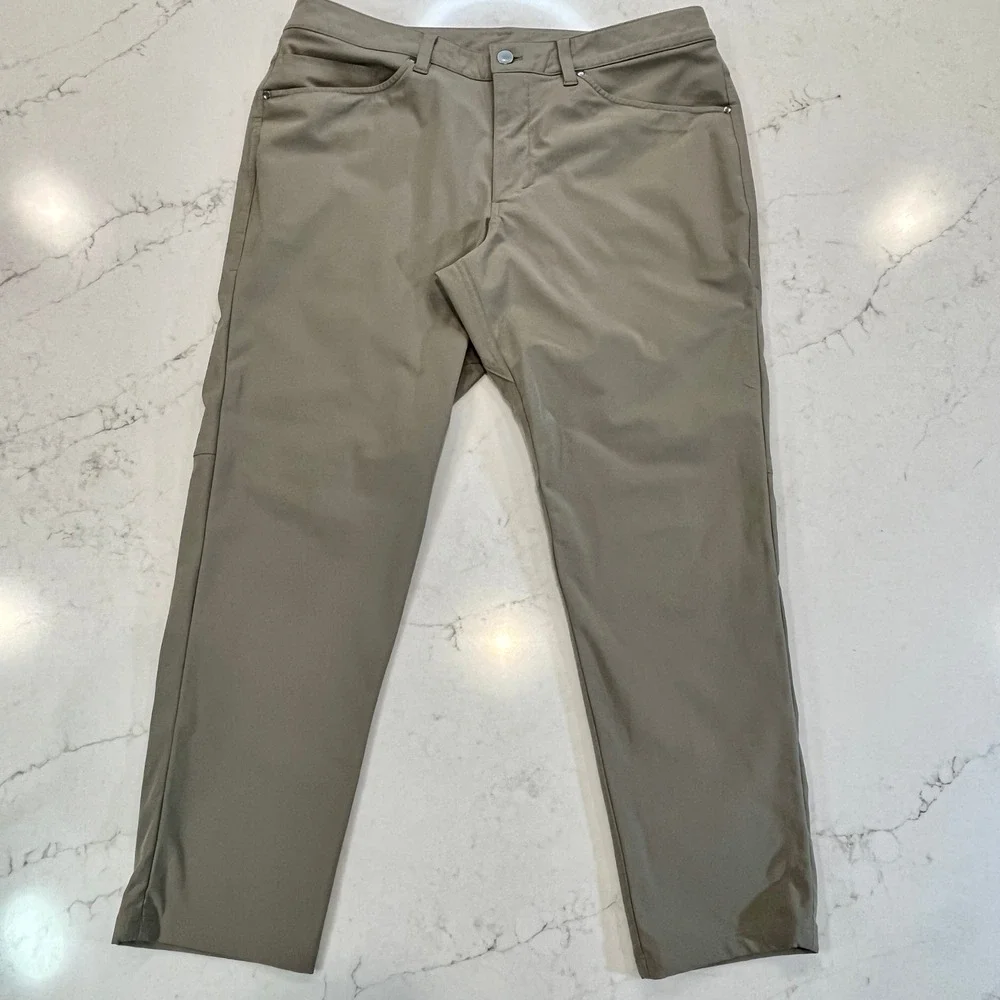 Lululemon ABC Slim Pant Mens 34x26 Grey‎ Sage Warpstreme Stretch Comfort Classic